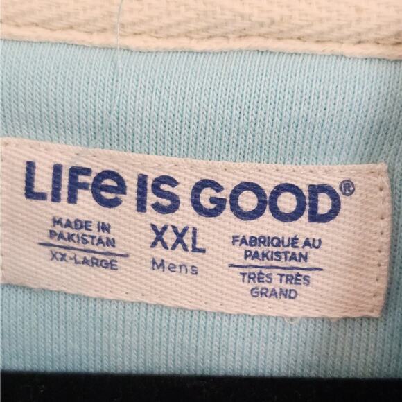 Life Is Good Light Blue Hooded Sweatshirt Size Men's XXL Fishing Gift Soft - Picture 6 of 8